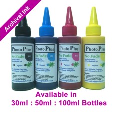 PhotoPlus 4 Colour Archival Pigment Ink Set For HP printers in 30ml, 50ml & 100ml.