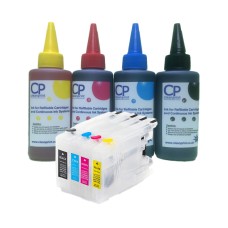 Brother Compatible LC1240 Refillable Cartridges with 400ml of Universal Ink. Brother Compatible LC1240 Refillable Cartridges with 400ml of Universal Ink.