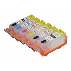 Refillable Cartridges for Canon PGI-525 & CLI-526 Cartridges - 6 Cartridge Set. Refillable Cartridges for Canon PGI-525 & CLI-526 Cartridges - 6 Cartridge Set.