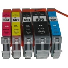 Canon PGI-550 and CLI-551 Non OEM Compatible Cartridges - 1 set of 6 Cartridges