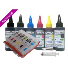 Refillable Cartridge Kit for Canon PGI-550-CLI-551, 6 x Cartridge Set with PhotoPlus Archival Ink - Ink Size Options