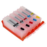 5 Cartridge Refillable cartridge Set to replace Canon PGI-580 / CLI-581 - Permanant Chip.
