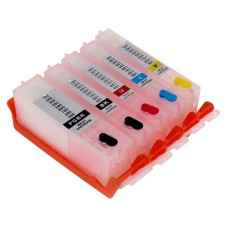 5 Cartridge Refillable cartridge Set to replace Canon PGI-580 / CLI-581 - Permanant Chip.