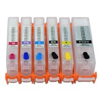 6 Cartridge Refillable cartridge Set to replace Canon PGI-580 / CLI-581 - Permanant Chip.
