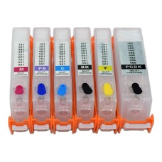 6 Cartridge Refillable cartridge Set to replace Canon PGI-580 / CLI-581 - Permanant Chip.
