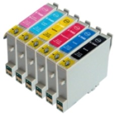 A set of pre-filled Epson Compatible T0487 dye sublimation ink cartridges.