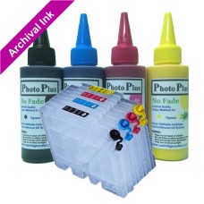 Refillable cartridge kit Compatible with Ricoh GC21 Cartridges with 400ml PhotoPlus Archival Ink.