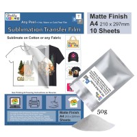 Sublimation to Film Kit for Printing onto Cotton T-Shirts - 10 x A4 Sheet Pack Sublimation to Film Kit for Printing onto Cotton T-Shirts - 10 x A4 Sheet Pack