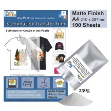 Sublimation to Film Kit for Printing onto Cotton T-Shirts - 100 x A4 Sheet Pack Sublimation to Film Kit for Printing onto Cotton T-Shirts - 100 x A4 Sheet Pack
