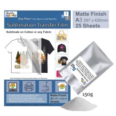 Sublimation to Film Kit for Printing onto Cotton T-Shirts - 25 x A3 Sheet Pack Sublimation to Film Kit for Printing onto Cotton T-Shirts - 25 x A3 Sheet Pack
