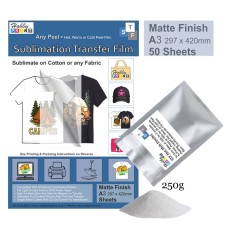 Sublimation to Film Kit for Printing onto Cotton T-Shirts - 50 x A3 Sheet Pack Sublimation to Film Kit for Printing onto Cotton T-Shirts - 50 x A3 Sheet Pack