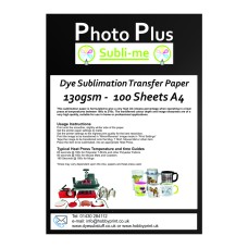PhotoPlus A4 Dye Sublimation 130gsm Transfer Paper, 100 Sheets.