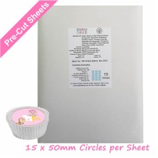 24 x A4 Printable Edible Icing Sheets with 15 Pre-cut 50mm Circles per Sheet 24 x A4 Printable Edible Icing Sheets with 15 Pre-cut 50mm Circles per Sheet