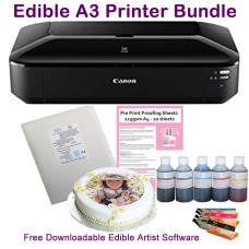 Edible A3 Printer Bundle, Canon IX6850, with Edible Ink Accessory Pack & Icing Sheets. Edible A3 Printer Bundle, Canon IX6850, with Edible Ink Accessory Pack & Icing Sheets.