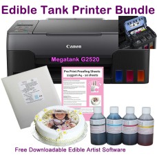 Edible G2520 Ink Tank Printer Bundle with HobbyPrint® ink, and Icing Sheets.