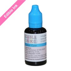 30ml Bottle of Cyan Edible Ink for Canon Printers. 30ml Bottle of Cyan Edible Ink for Canon Printers.